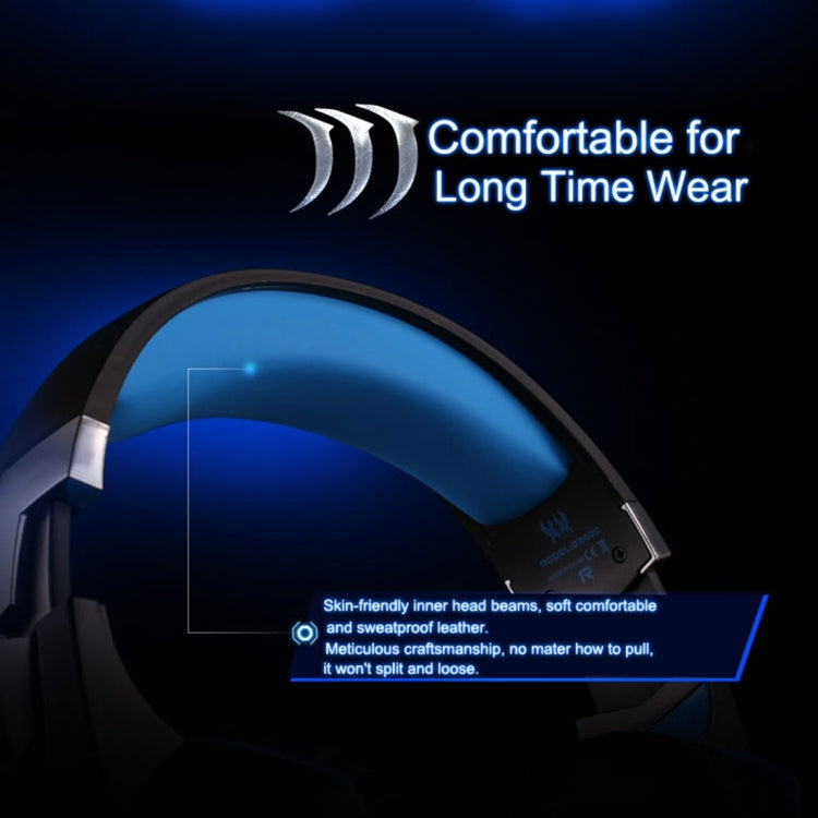 KOTION EACH G2000 Auriculares supraaurales para juegos, auriculares, auriculares, diadema con micrófono, estéreo, graves, luz LED para jugadores de PC, longitud del cable: aproximadamente 2,2 m (blanco + rojo), G2000