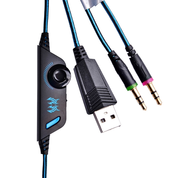 KOTION EACH G2000 Auriculares supraaurales para juegos, auriculares, auriculares, diadema con micrófono, estéreo, graves, luz LED para jugadores de PC, longitud del cable: aproximadamente 2,2 m (blanco + rojo), G2000