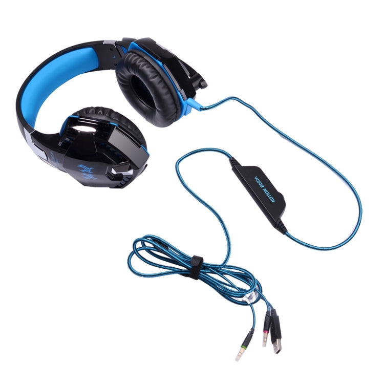 KOTION EACH G2000 Auriculares supraaurales para juegos, auriculares, auriculares, diadema con micrófono, estéreo, graves, luz LED para jugadores de PC, longitud del cable: aproximadamente 2,2 m (blanco + rojo), G2000