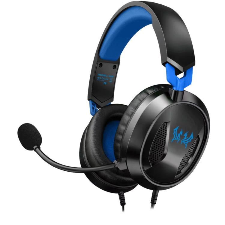 KOTION EACH G3100 Función de vibración Auriculares para juegos profesionales Auriculares para juegos con micrófono Estéreo Luz LED de graves para jugadores de PC, Longitud del cable: aproximadamente 2,4 m (azul + blanco), G3100