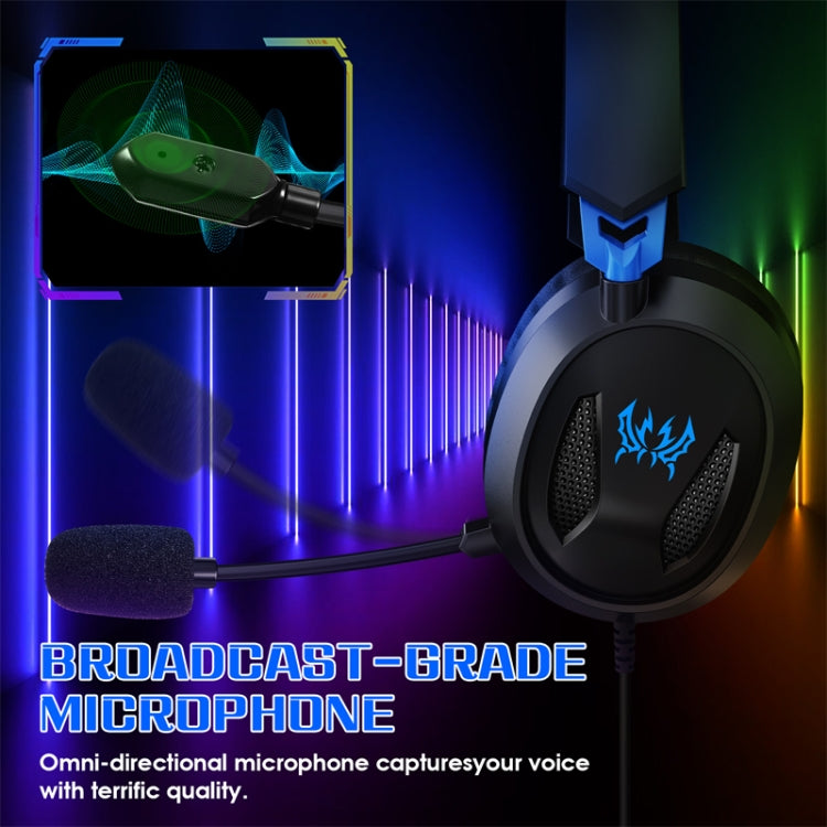 KOTION EACH G3100 Función de vibración Auriculares para juegos profesionales Auriculares para juegos con micrófono Estéreo Luz LED de graves para jugadores de PC, Longitud del cable: aproximadamente 2,4 m (azul + blanco), G3100