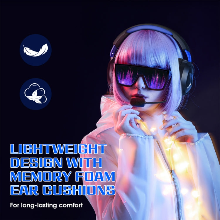 KOTION EACH G3100 Función de vibración Auriculares para juegos profesionales Auriculares para juegos con micrófono Estéreo Luz LED de graves para jugadores de PC, Longitud del cable: aproximadamente 2,4 m (azul + blanco), G3100
