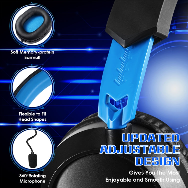 KOTION EACH G3100 Función de vibración Auriculares para juegos profesionales Auriculares para juegos con micrófono Estéreo Luz LED de graves para jugadores de PC, Longitud del cable: aproximadamente 2,4 m (azul + blanco), G3100