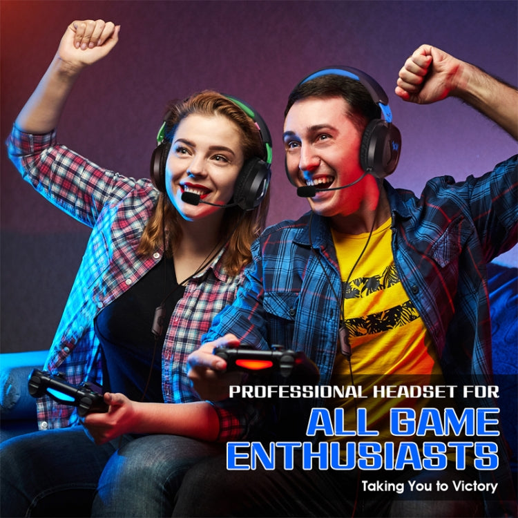 KOTION EACH G3100 Función de vibración Auriculares para juegos profesionales Auriculares para juegos con micrófono Estéreo Luz LED de graves para jugadores de PC, Longitud del cable: aproximadamente 2,4 m (azul + blanco), G3100
