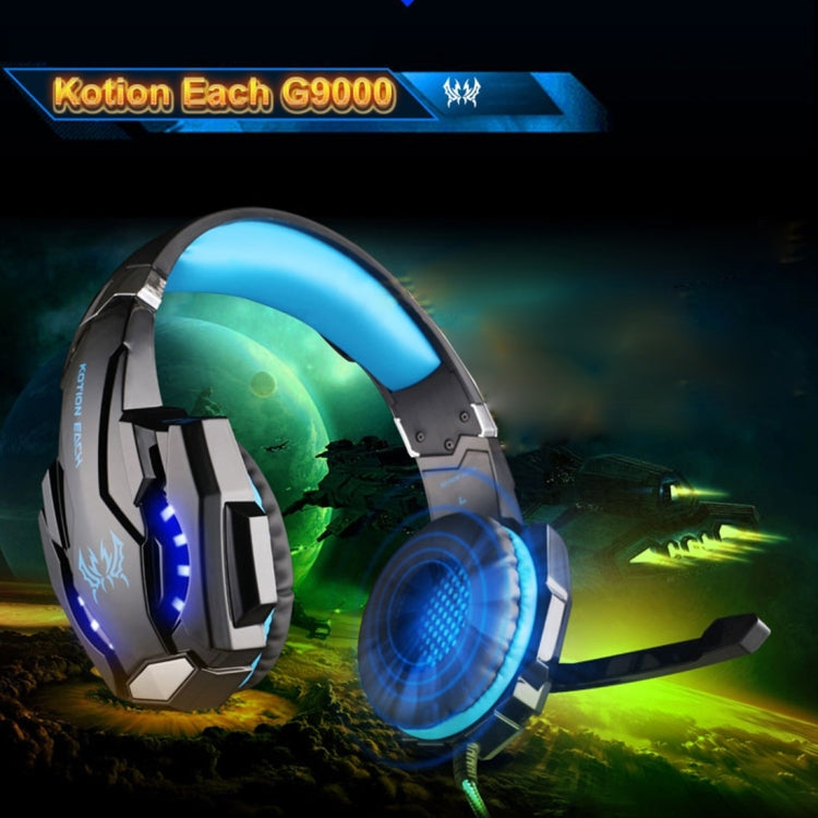 KOTION EACH G9000 Auriculares para juegos de 3,5 mm Auriculares con diadema con micrófono Luz LED para computadora portátil / tableta / teléfonos móviles, longitud del cable: aproximadamente 2,2 m, G9000
