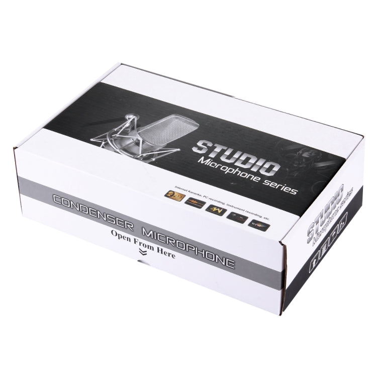 FIFINE F-700 Micrófono de grabación de sonido de condensador profesional con soporte antivibración para transmisión de radio en estudio y transmisión en vivo, puerto para auriculares de 3,5 mm, longitud del cable: 2,5 m