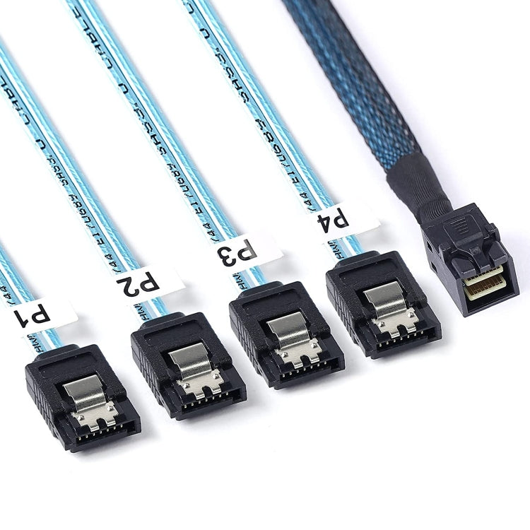 Mini SAS SFF-8643 Host a disco duro de destino SATA de 7 pines y 4 cables Raid de servidor de datos de 6 Gbps, longitud: 1 m, SFF-8643 (Length: 1m)