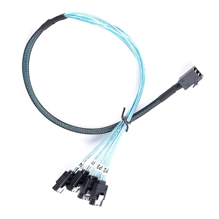 Mini SAS SFF-8643 Host a disco duro de destino SATA de 7 pines y 4 cables Raid de servidor de datos de 6 Gbps, longitud: 1 m, SFF-8643 (Length: 1m)