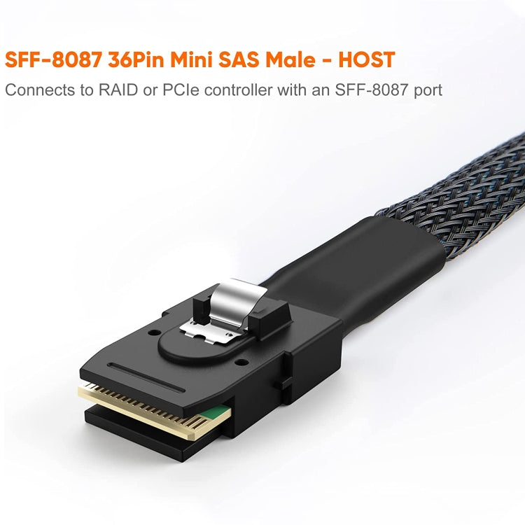 Cable de datos Mini SAS (SFF-8087) a 4 x SATA de 7 pines hembra con conexión directa de 6 Gbps, longitud: 50 cm, SFF-8087 (Length: 50cm)