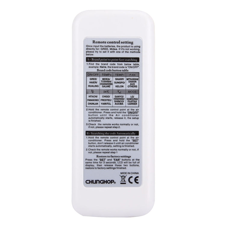 Mando a distancia universal LCD para aire acondicionado CHUNGHOP K-630E, K-630E
