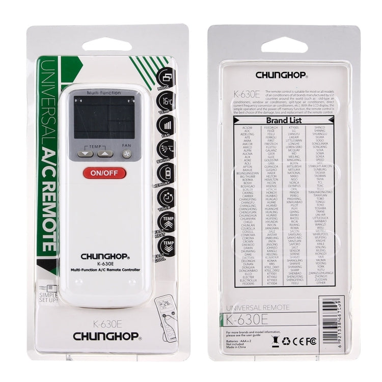 Mando a distancia universal LCD para aire acondicionado CHUNGHOP K-630E, K-630E