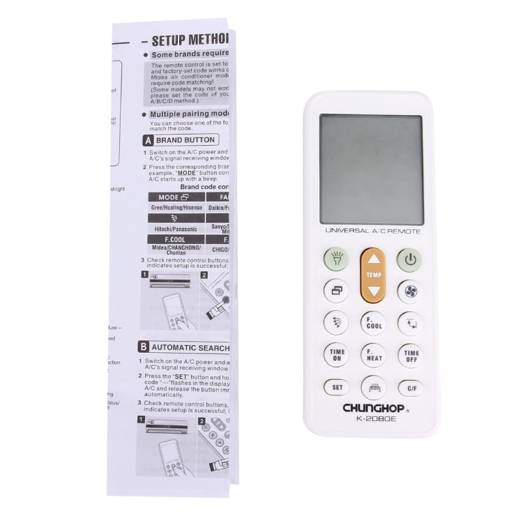 Mando a distancia universal LCD para aire acondicionado CHUNGHOP K-2080E, K-2080E