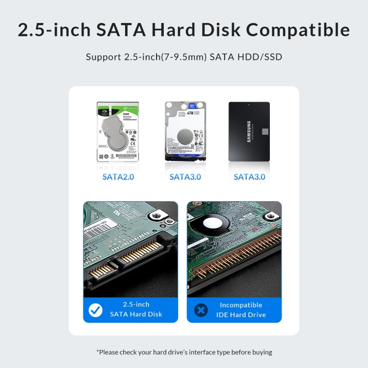 ORICO 2577U3 Diseño de textura de rejilla Caja de carcasa de disco duro ABS USB 3.0 de 2,5 pulgadas, 2577U3-V1