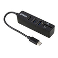 Lector de tarjetas TF y SD 2 en 1 + 3 puertos USB a convertidor HUB USB-C / Type-C, longitud total: 24 cm, Type-C (Black), Type-C (White)