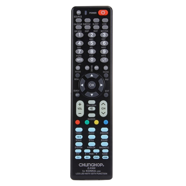 Mando a distancia universal CHUNGHOP E-K906 para KONKA LED TV / LCD TV / HDTV / 3DTV, for KONKA TV
