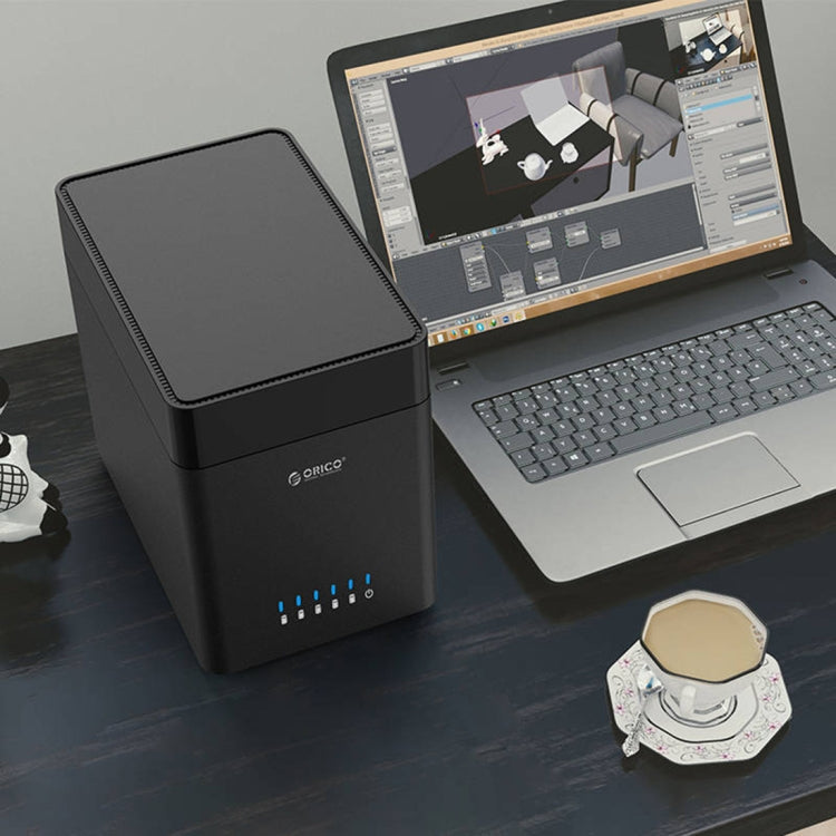 ORICO DS500U3 Caja de disco duro USB 3.0 de tipo magnético con 5 bahías de 3,5 pulgadas y indicador LED azul, USB 3.0
