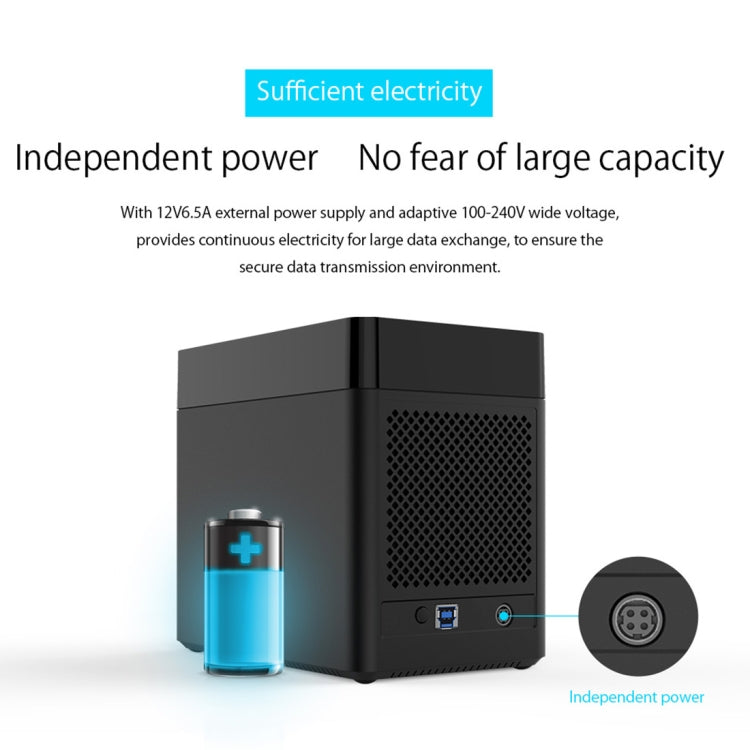ORICO DS500U3 Caja de disco duro USB 3.0 de tipo magnético con 5 bahías de 3,5 pulgadas y indicador LED azul, USB 3.0