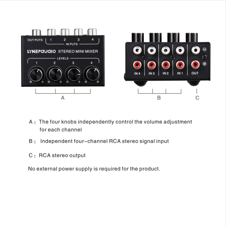 LINEPAUDIO B896 Mezclador pasivo de cuatro canales