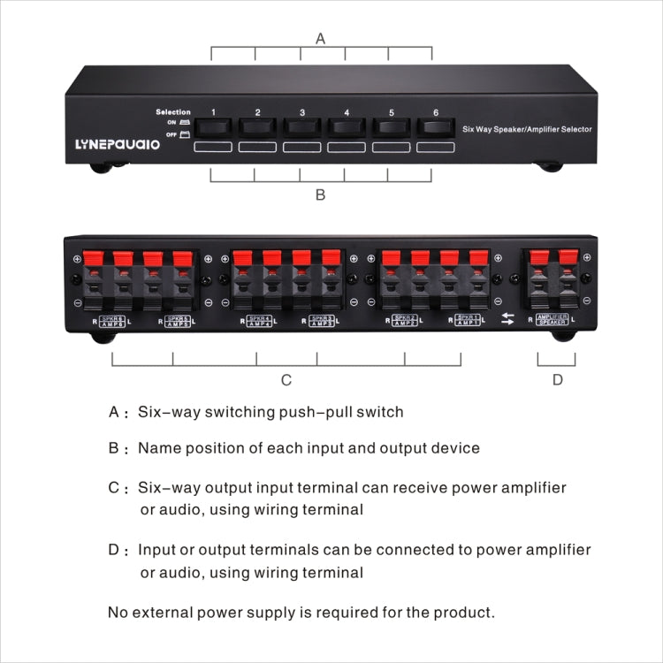 LINEPAUDIO B898 Altavoz estéreo de seis vías/amplificador comparador conmutador selectivo bidireccional