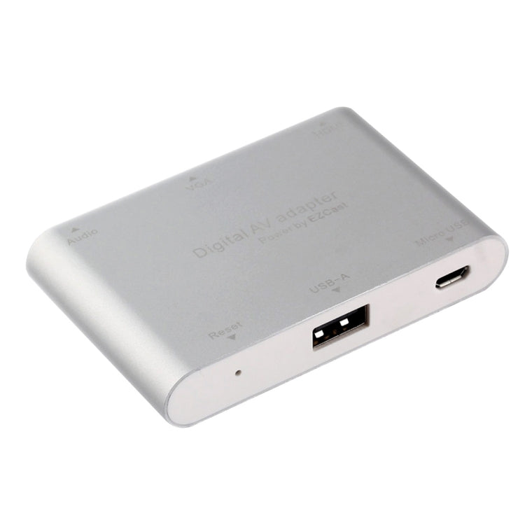 P27 Cubierta metálica Micro USB a HDMI + VGA HDTV Convertidor Adaptador AV digital, alimentación por EZCast, compatible con sistema iOS / Android / Windows