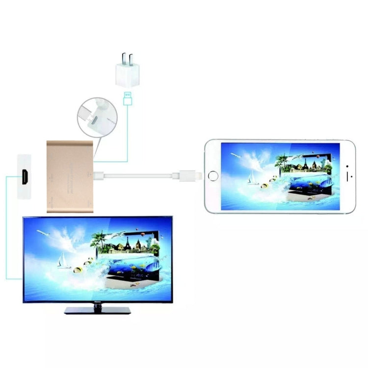 P27 Cubierta metálica Micro USB a HDMI + VGA HDTV Convertidor Adaptador AV digital, alimentación por EZCast, compatible con sistema iOS / Android / Windows