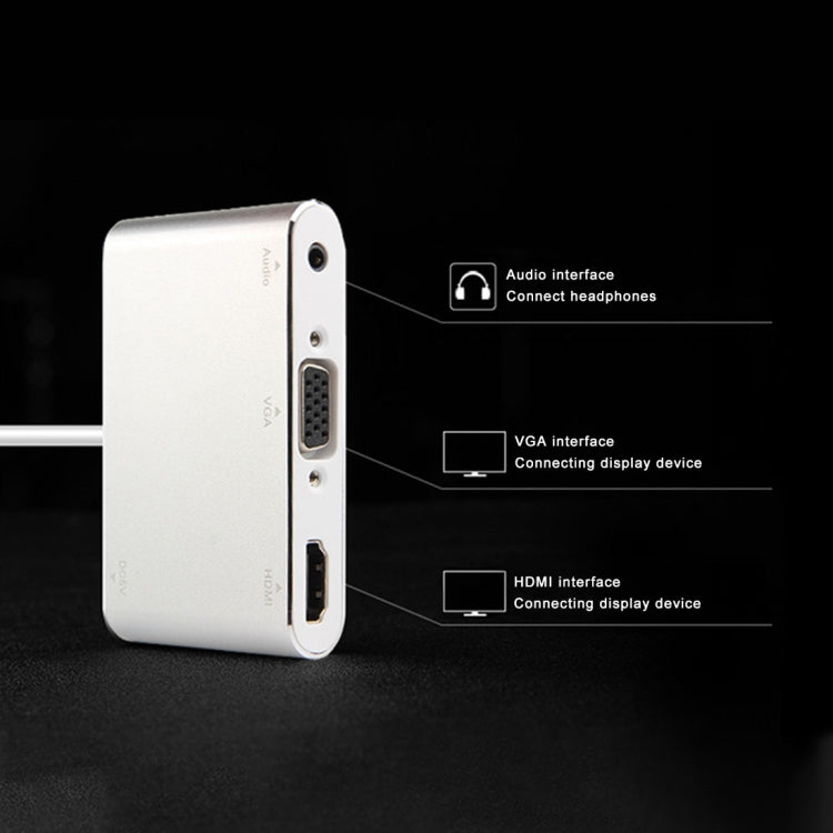 P27 Cubierta metálica Micro USB a HDMI + VGA HDTV Convertidor Adaptador AV digital, alimentación por EZCast, compatible con sistema iOS / Android / Windows