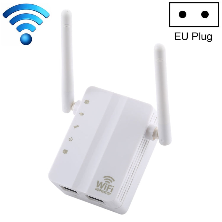 Extensor de rango inalámbrico N de 300Mbps, repetidor WiFi, amplificador de señal, enrutador de red con 2 antenas externas, enchufe de la UE, 2 External Antenna (White), 2 External Antenna (Black)