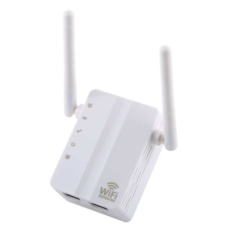 Extensor de rango inalámbrico N de 300Mbps, repetidor WiFi, amplificador de señal, enrutador de red con 2 antenas externas, enchufe de la UE, 2 External Antenna (White), 2 External Antenna (Black)