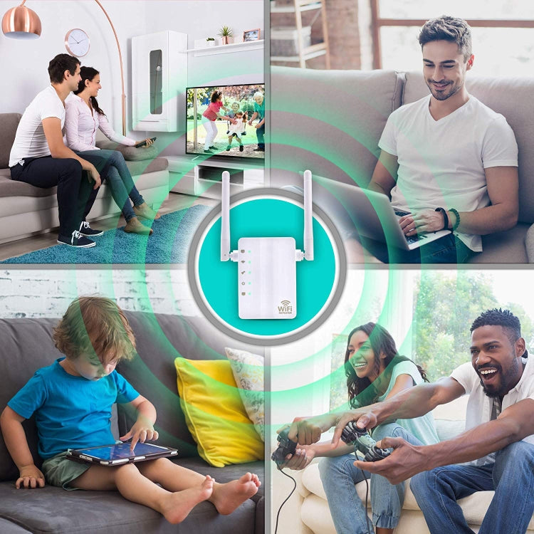 Extensor de rango inalámbrico N de 300Mbps, repetidor WiFi, amplificador de señal, enrutador de red con 2 antenas externas, enchufe de la UE, 2 External Antenna (White), 2 External Antenna (Black)