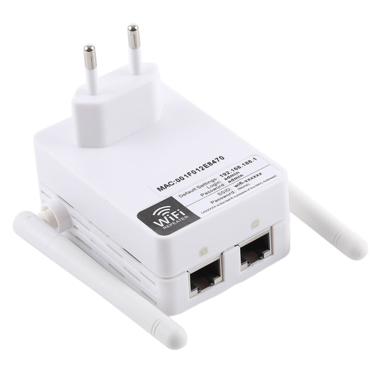Extensor de rango inalámbrico N de 300Mbps, repetidor WiFi, amplificador de señal, enrutador de red con 2 antenas externas, enchufe de la UE, 2 External Antenna (White), 2 External Antenna (Black)