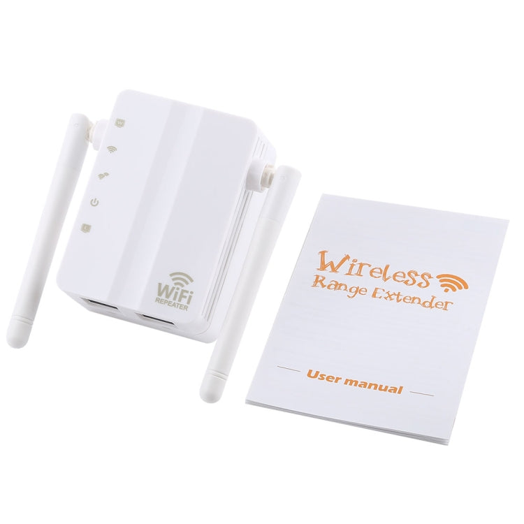 Extensor de rango inalámbrico N de 300Mbps, repetidor WiFi, amplificador de señal, enrutador de red con 2 antenas externas, enchufe de la UE, 2 External Antenna (White), 2 External Antenna (Black)