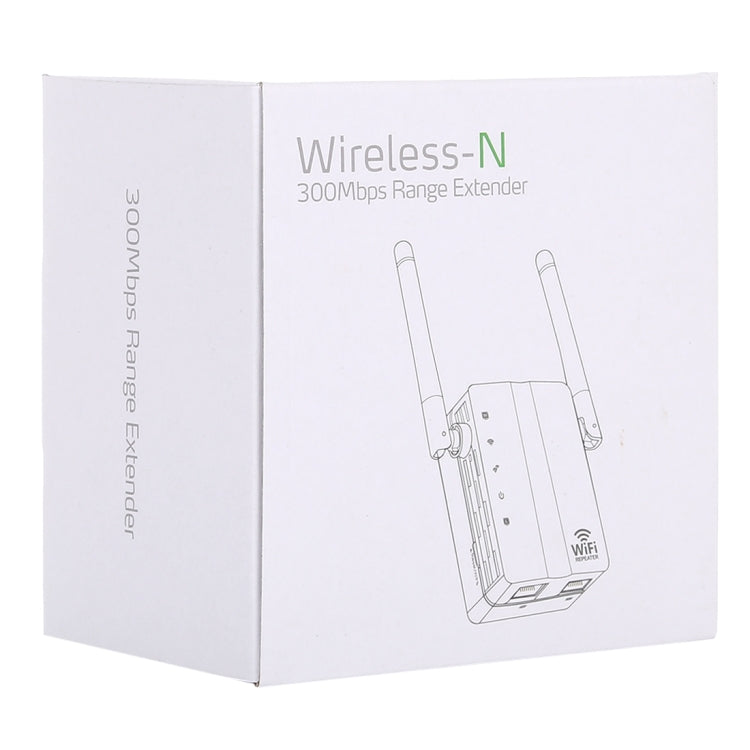 Extensor de rango inalámbrico N de 300Mbps, repetidor WiFi, amplificador de señal, enrutador de red con 2 antenas externas, enchufe de la UE, 2 External Antenna (White), 2 External Antenna (Black)