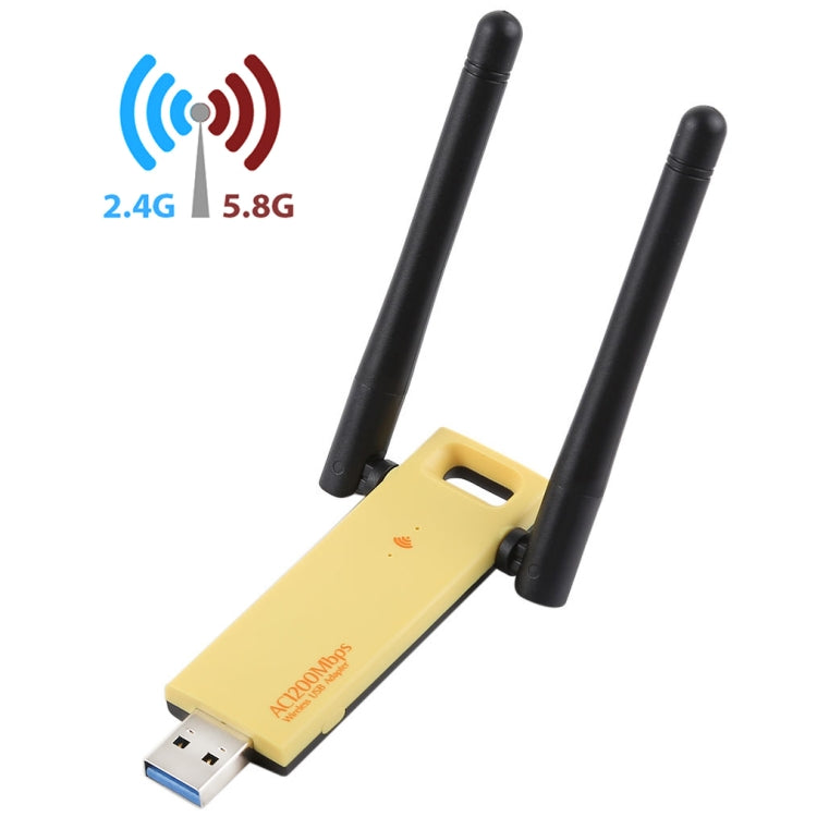 Adaptador WiFi USB 3.0 de banda dual AC1200Mbps 2,4 GHz y 5 GHz Tarjeta de red externa con 2 antenas externas, AC1200Mbps USB 3.0