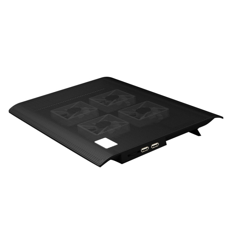 NUOXI L112A Cuatro ventiladores Velocidad ajustable Computadora portátil silenciosa Base de enfriamiento Almohadilla enfriadora USB con 2 puertos USB