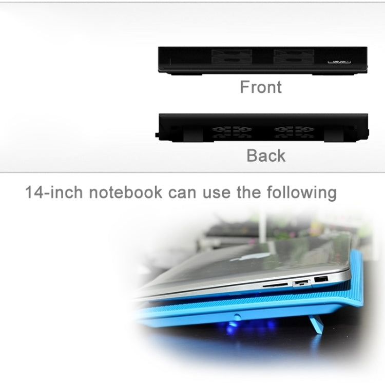 NUOXI L112A Cuatro ventiladores Velocidad ajustable Computadora portátil silenciosa Base de enfriamiento Almohadilla enfriadora USB con 2 puertos USB