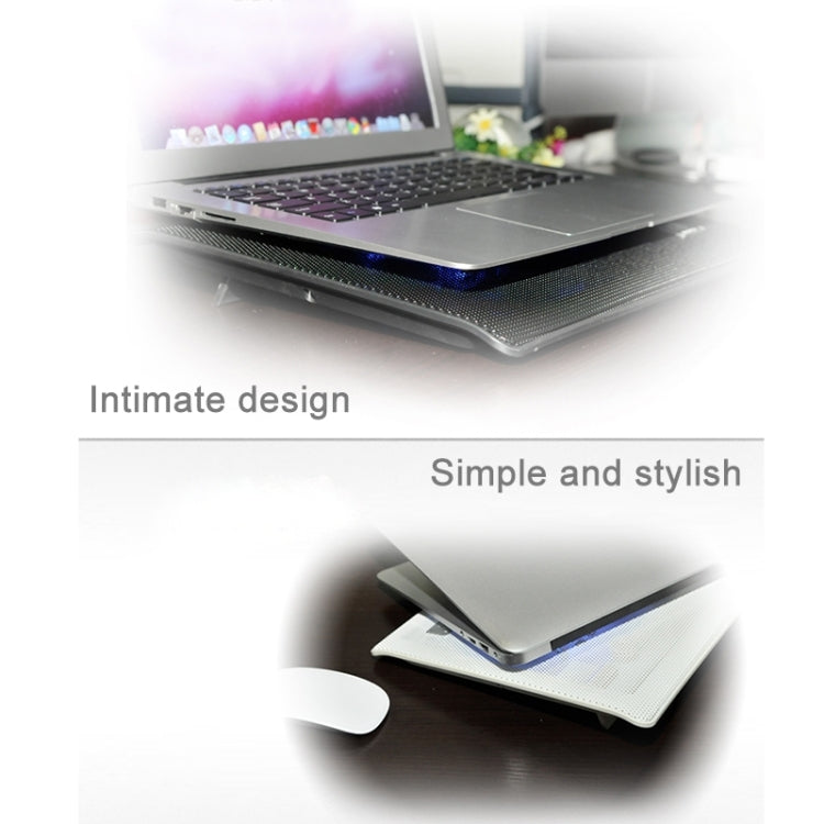 NUOXI L112A Cuatro ventiladores Velocidad ajustable Computadora portátil silenciosa Base de enfriamiento Almohadilla enfriadora USB con 2 puertos USB