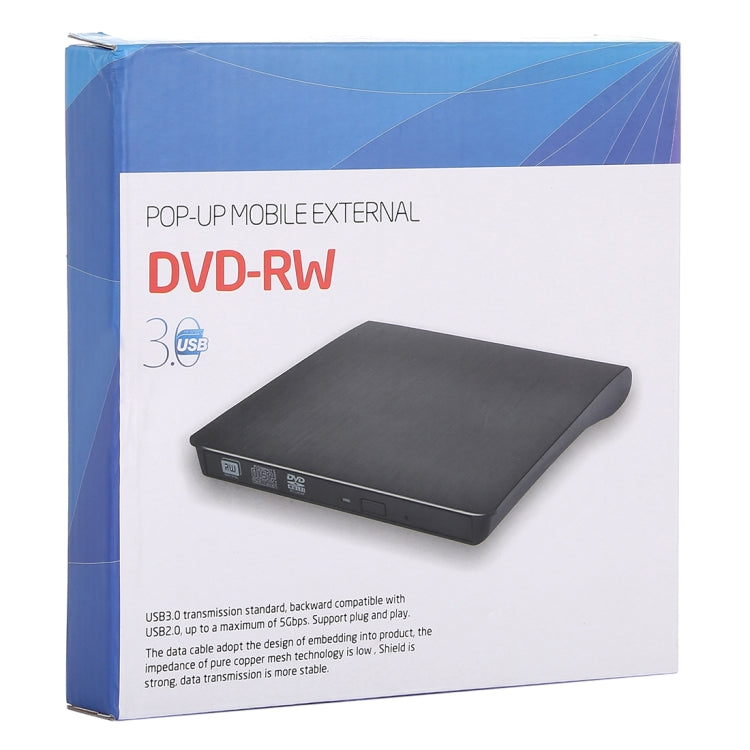 Textura cepillada USB 3.0 POP-UP Unidad externa móvil DVD-Rw DVD/CD regrabable Dispositivo externo ODD y HDD, Brushed Texture DVD(B)