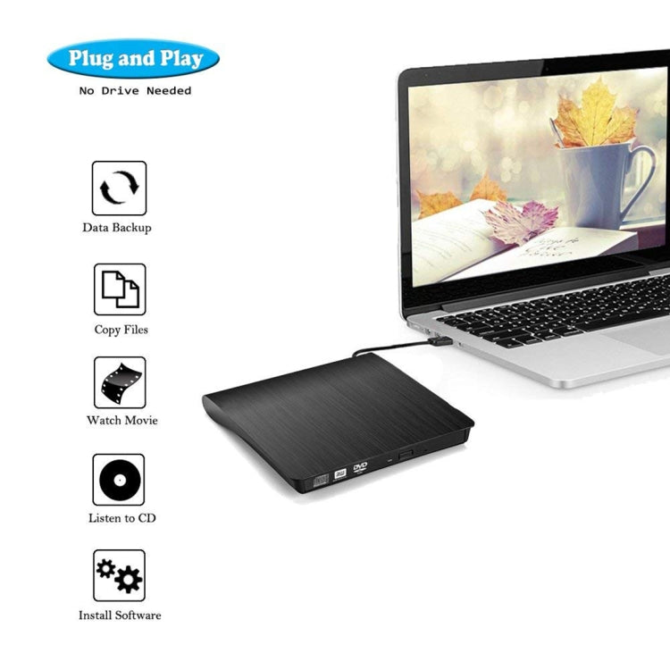 Textura cepillada USB 3.0 POP-UP Unidad externa móvil DVD-Rw DVD/CD regrabable Dispositivo externo ODD y HDD, Brushed Texture DVD(B)