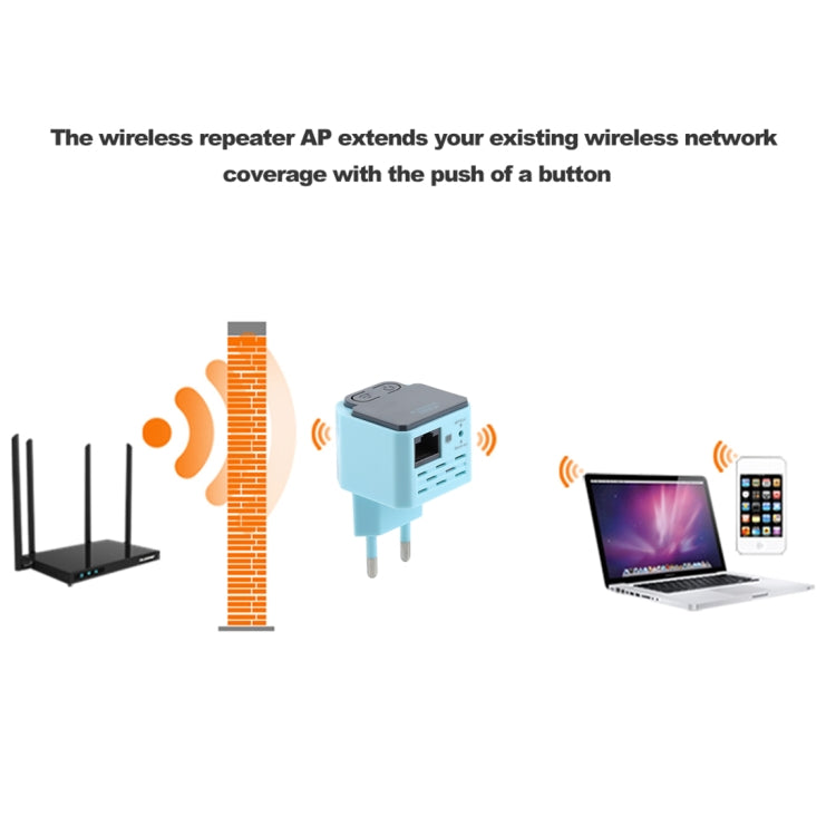 Amplificador de señal AP/repetidor inalámbrico de rango WiFi de 300Mbps, enchufe de la UE, WiFi Range AP