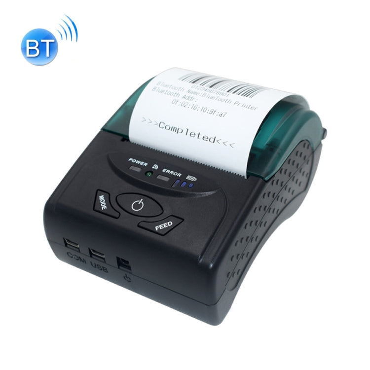 POS-5807 Impresora de tickets Bluetooth térmica portátil con puerto USB de 58 mm, tamaño máximo de papel térmico admitido: 57x50 mm