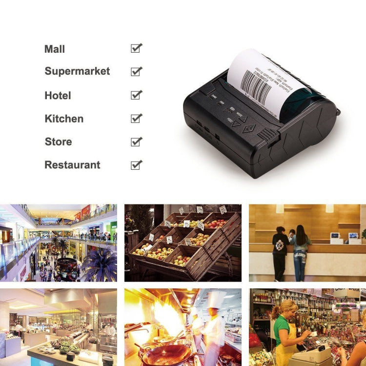 Impresora térmica portátil de tickets Bluetooth POS-8003, tamaño máximo de papel térmico admitido: 80x50 mm