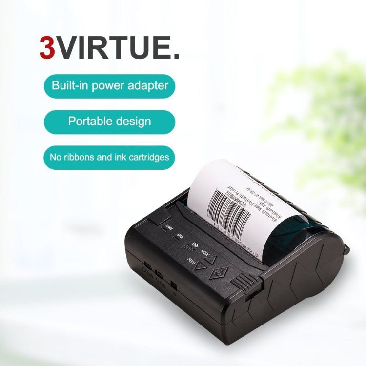 Impresora térmica portátil de tickets Bluetooth POS-8003, tamaño máximo de papel térmico admitido: 80x50 mm