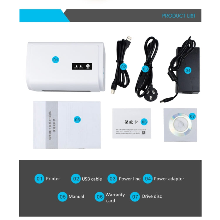 Impresora térmica de tickets con puerto USB portátil ZJ-9200 con soporte, USB