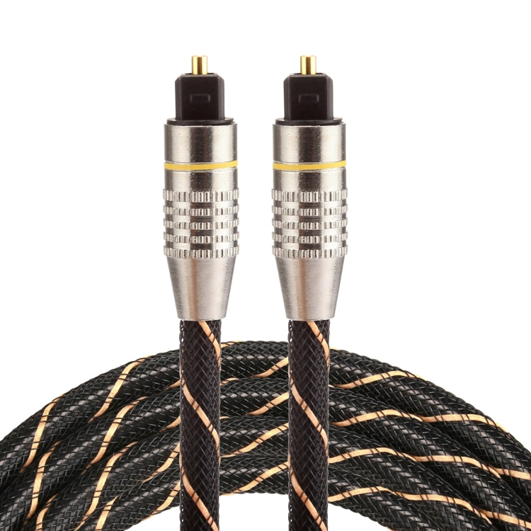 Cable de audio óptico digital Toslink macho a macho, línea de red tejida con cabeza de metal chapada en oro, 1,5 m, OD6.0mm, Length: 1.5m
