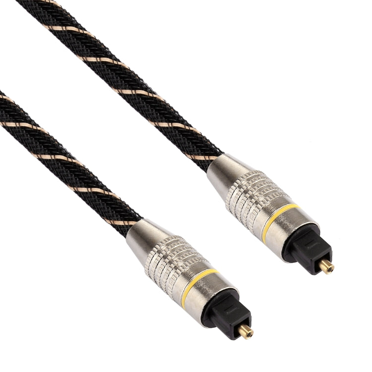 Cable de audio óptico digital Toslink macho a macho, línea de red tejida con cabeza de metal chapada en oro, 1,5 m, OD6.0mm, Length: 1.5m