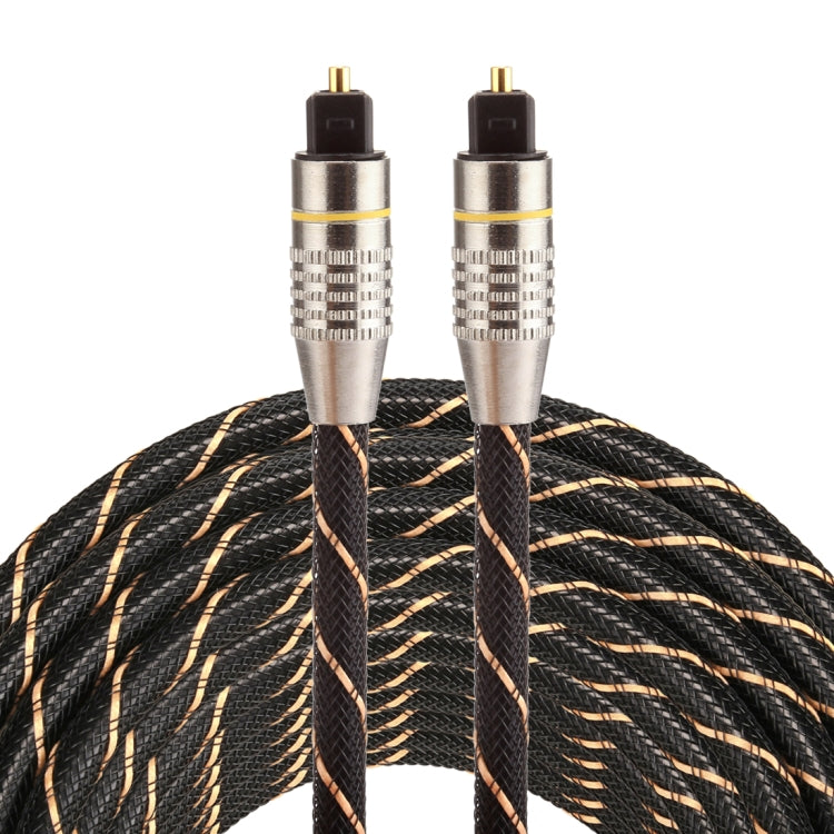 Cable de audio óptico digital Toslink macho a macho con cabeza de metal chapada en oro de 10 m OD6.0 mm, Length: 10m