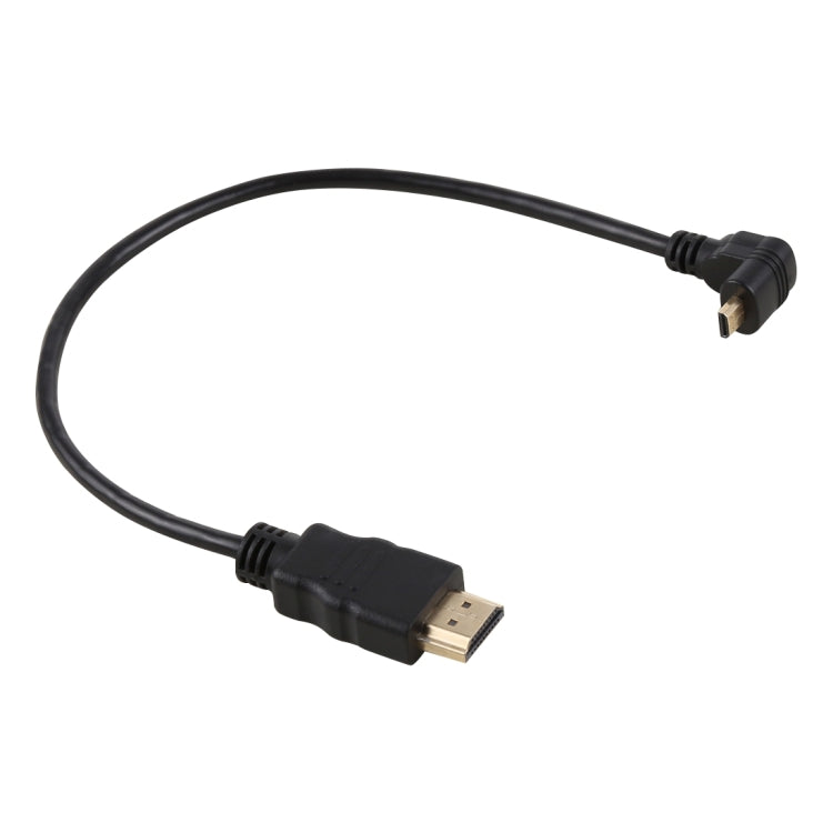 Cable adaptador de conector chapado en oro macho en ángulo inverso Micro HDMI macho 4K HDMI de 30cm, 30cm Reverse