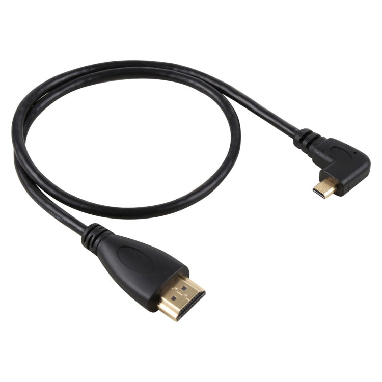 Cable adaptador de conector chapado en oro, macho en ángulo recto, 50cm, 4K, HDMI macho a Micro HDMI, 50cm Right