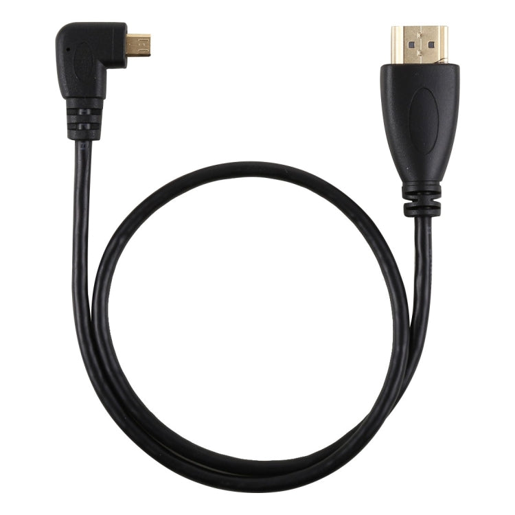 Cable adaptador de conector chapado en oro, macho en ángulo recto, 50cm, 4K, HDMI macho a Micro HDMI, 50cm Right