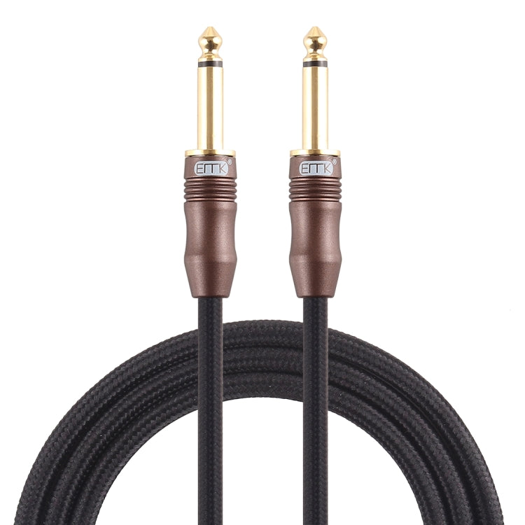 EMK Cable de audio trenzado de algodón con conector chapado en oro de 3 secciones macho a macho de 6,35 mm para mezclador y amplificador de guitarra, longitud: 1,5 m